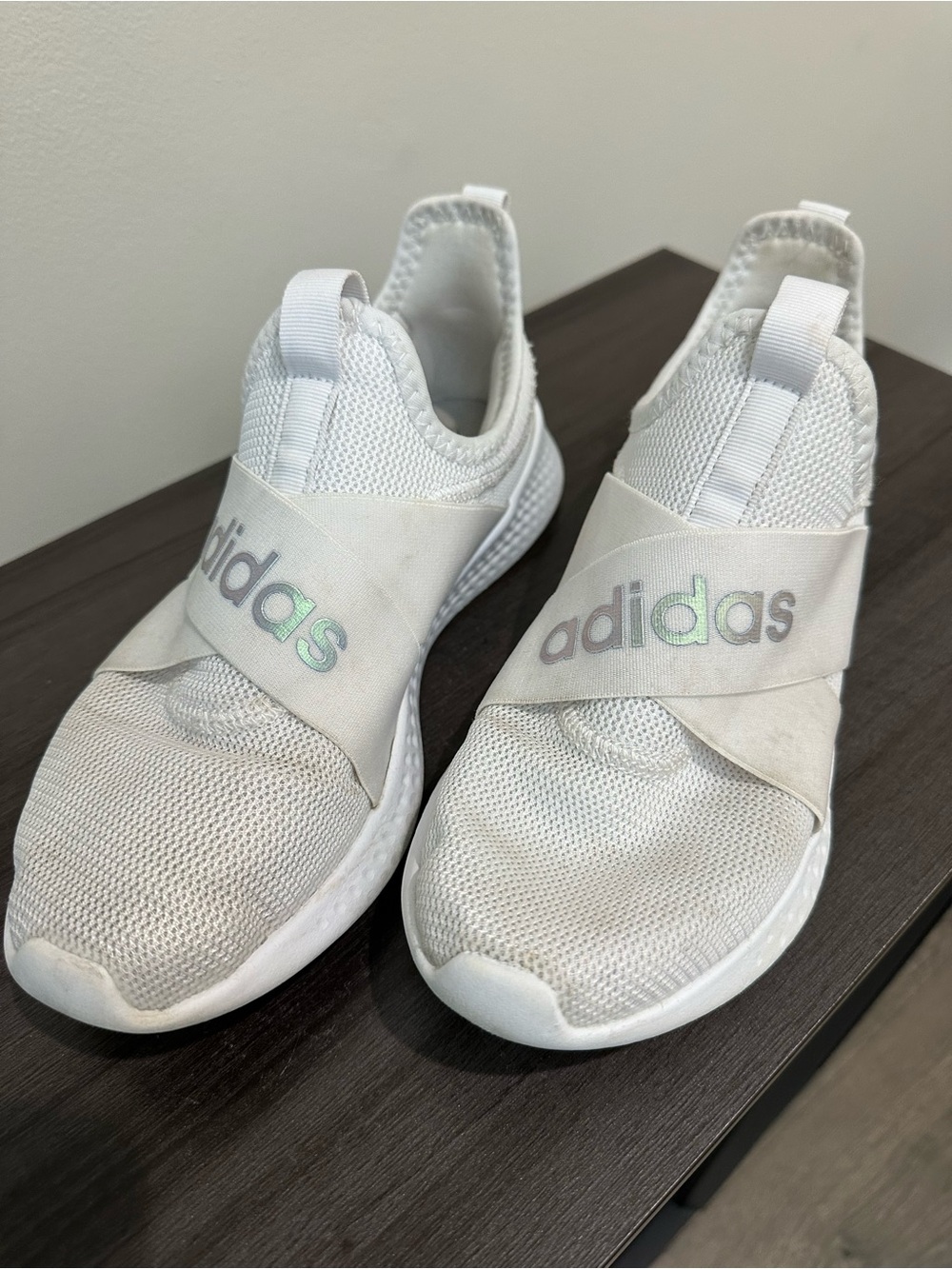 adidas White Slip-On Athletic Shoes